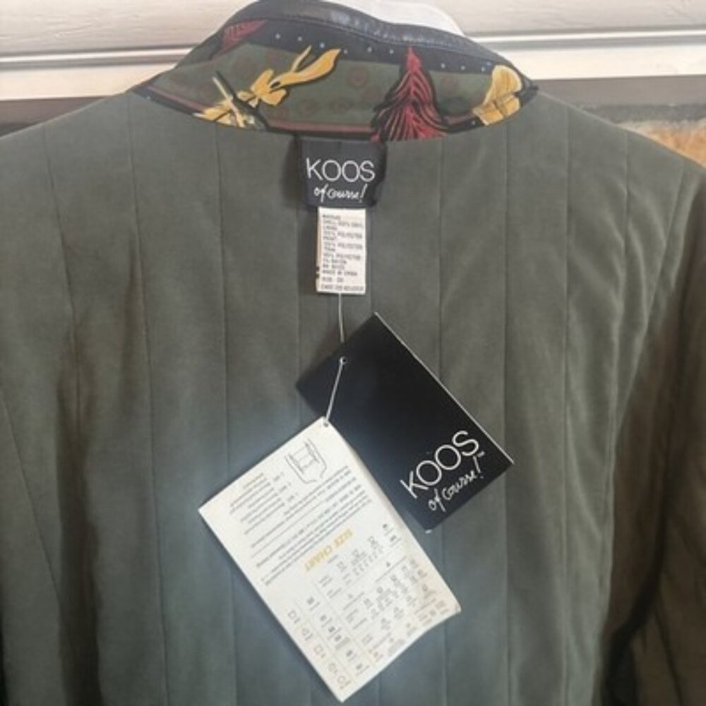 Koos Of Course NEW Reversible Green Feather Artsy Drape Coat Jacket Sz 3X - Picture 5 of 11